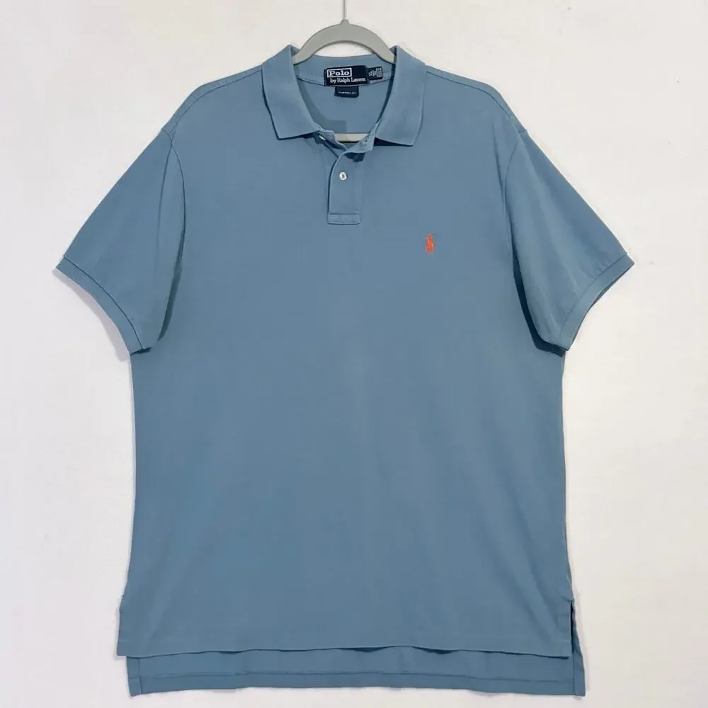 Ralph Lauren Polo Shirt Mens XL Blue Short Sleeve 100% Cotton Embroidered Pony